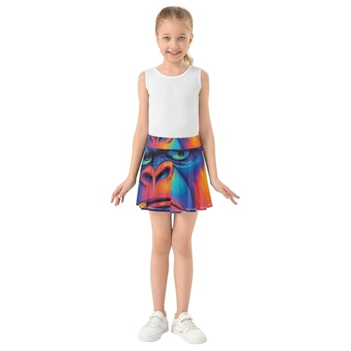 Stylized Smoking Gorilla Colorful Girls' Shorts Athletic Skorts Toddler Tennis Skirts Cute Comfy Little Girl 3t3
