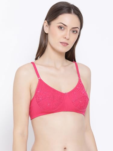 Image of Softline Women's Cotton Rich Wire-Free Full Coverage Bra Combo | Non-Padded | Fancy Lace Design | Pack of 2