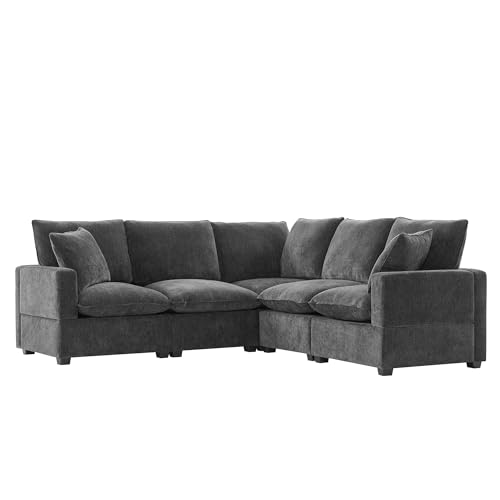 86 * 86 'Sofá Modular De Forma L Moderna, Juego De Sofá Seccional De Chenille De 5 Asientos con 2 Almohadas Incluidas, Apartamento, Oficina