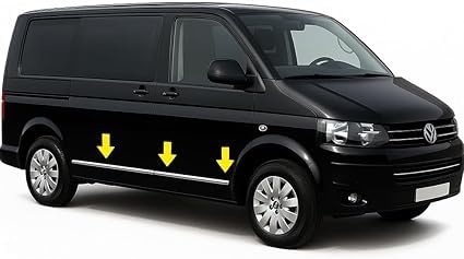 Edelstahl Seitentürverkleidung 5-teiliges Set kompatibel mit Transporter T5 Kurzer Radstand 2010-2015 - Chrom Karosserie Seitenleisten