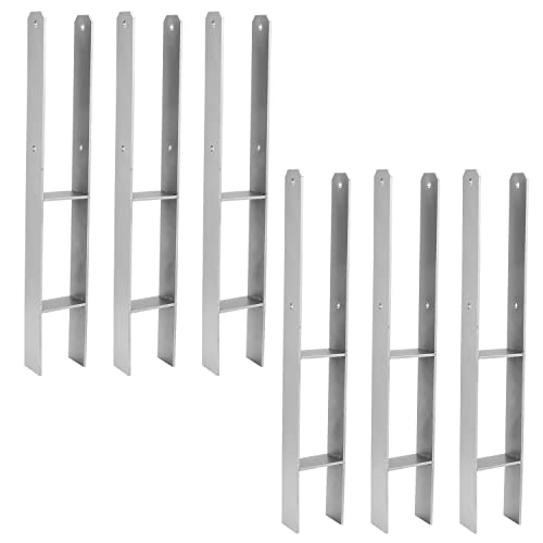 Ansobea H-Pfostenträger H-Anker Pfostenanker Set H Anker Pfostenträger Träger Anker Pfosten H-Form Stahlträger für Pfosten Zaun Carports Stelzenhäuser (6 Stück 81 x 600 x 5 mm)