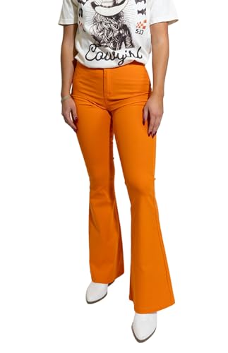 Willow Boutique High Rise Womens Jeans Flare | Stretchy Bootcut Jeans for Women | Flare Pants for Women - Orange
