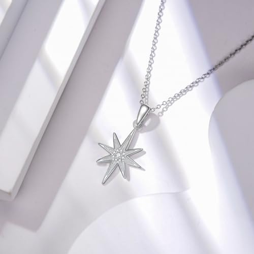 Diamond North Star Necklace 925 Sterling Silver Lab Diamonds Star Pendant Jewelry for Women3
