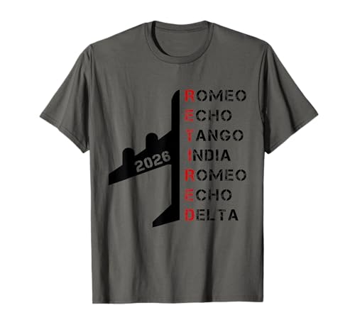 Retired Pilot 2026 Phonetic Alphabet Retirement Gift T-Shirt