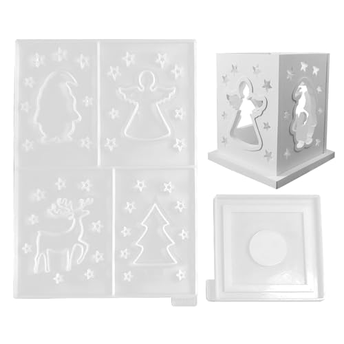Anulely Molde de resina de linterna de Navidad, moldes de yeso de Navidad para fundir, moldes de resina epoxi, molde de silicona para decoración del hogar