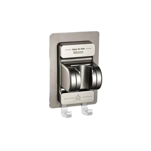 Support de pomme de douche adhésif gris pour éviter de percer le carrelage