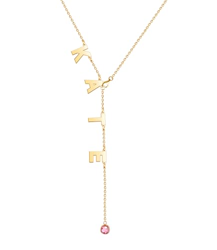 Lariat Name Letter Necklace For Women Gold Custom Initial Y-Shaped Long Chain Necklace Personalzied Simple Trendy Nameplated Necklaces2