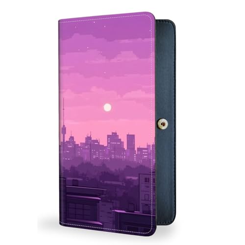 Womens Wallet,RFID Blocking Credit Card Slim Thin Holder,Long Bifold PU Leather Card Organizer,Cash Clutch Billfold Pocket Ladies Minimalist Travel Wallets,Sunset Town