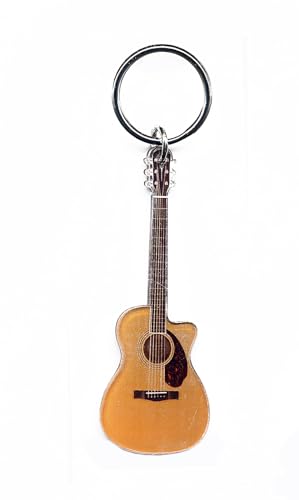 Porte-clés guitare acoustique en forme de mini guitare classique Idée cadeau musicien, jaune, Small