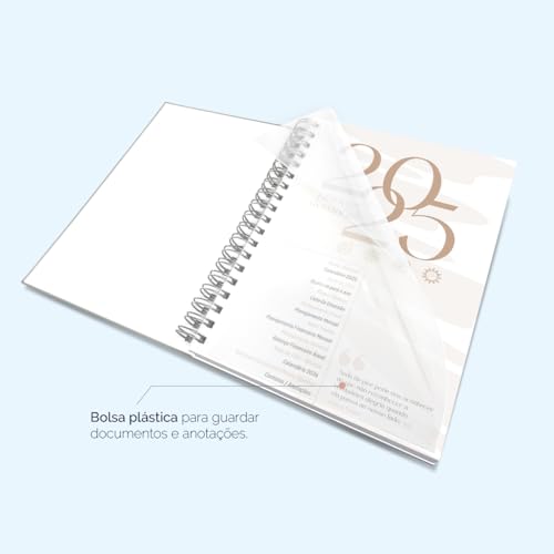 Agenda Planner Semanal Plus 2025 Spot Touch Couro Marrom