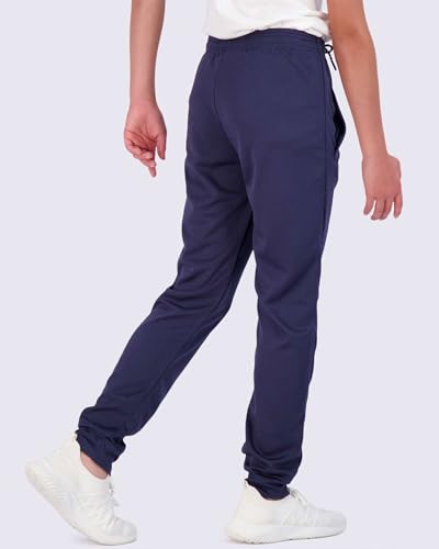 Real Essentials 3 Pack: Boy's Mesh Jogger Sweatpants - Youth Kids Baseball Football Athletic Pants with Pockets4