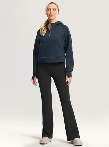 SANTINY-Womens-Fleece-Cropped-Hoodies-Half-Zip-Lined-Pullover-Sweatshirt-Athletic-Workout-Hoodie-with-Pockets-Thumb-Hole