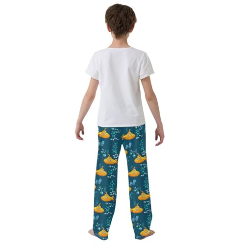 ZZXXB Sea Fish Submarine Boys Long Pants Soft Trousers Elastic Waist Kids Lounge Bottoms with Pockets S-XL3