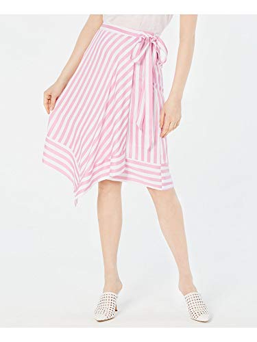 Womens Teagan Striped Midi Wrap Skirt Pink/White M