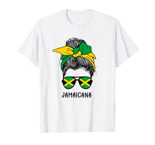 Jamaican Jamaicana Girl Jamaican Heritage Jamaica Flag Maglietta