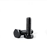 AOTXSHNO M6-1.0 x 8mm Hex Head Screws Bolts, 8.8 Grade Carbon Steel, Black Oxide Finish, Full Machine Thread, Right Hand External Hex Drive for Industrial & DIY, 30Pcs