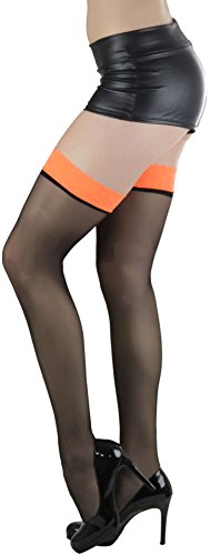 Image of ToBeInStyle Women's Sheer Banded Thigh High Socking w /Opaque Band