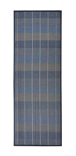Hogar y Mas Alfombra BAMBÚ Natural Cuadros (Azul, 75X180CM)