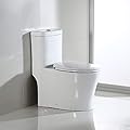 WOODBRIDGE B0933-2/T-0033L T-0033 Dual Flush Elongated One Piece Toilet with Soft Closing Seat, WHITE