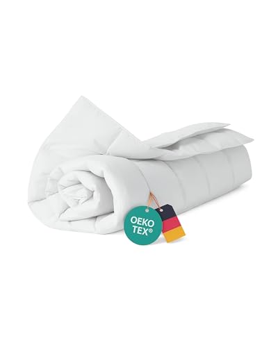 VitaloBett Vierjahreszeiten Bettdecke 155x200 cm mit 100% extraweicher Daunenfüllung 1000g - Ganzjahresdecke, Daunendecke mit Baumwoll-Bezug, Atmungsaktiv & waschbar bis zu 60°C, Ökotex-Zertifiziert