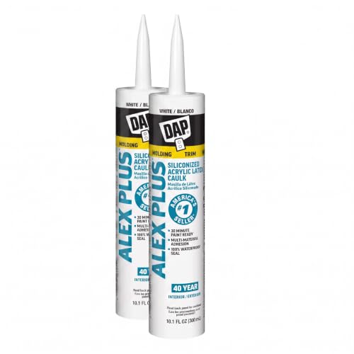 DAP Alex Plus Acrylic Latex Caulk, White, 10.1 Oz (7079818152) (Pack of 2)
