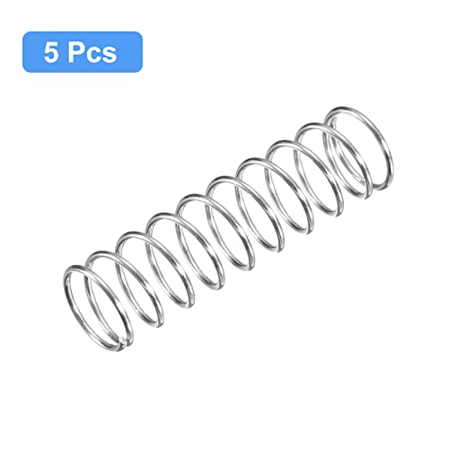 Image of uxcell Compression Spring, 5Pcs 304 Stainless Steel, 10mm OD, 0.8mm Wire Size, 35mm Free Length, Silver Tone