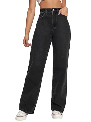 Image of TOPLOT Women's Jeans | High Rise Waist Design | Baggy Fit Style with Relaxed Silhouette | Trendy Look with Comfortable Wear | Easy Styling for Everyday Fashion | Casual, Streetwear (5204)
