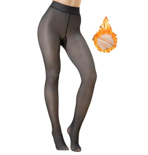 Image of VINICUNCA Winter Warm Fleece Lined Tights, Fake Translucent pantyhose Thick Thermal Leggings Pants