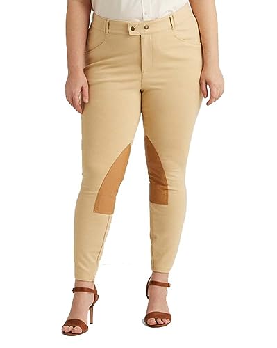 Lauren Ralph Lauren Women's Plus Dune Jodhpur Tan Ponte Riding Pants 1X