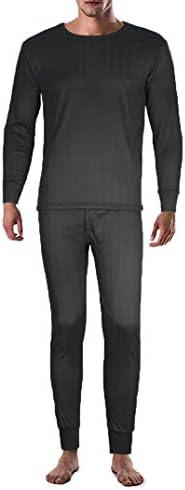 9M Clothing Company Men's Tagless Cotton Fleece Brush Lined Thermal Top & Bottom Underwear Set