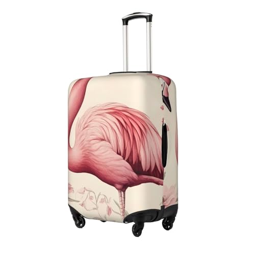 Flamingo And Leaves Elastic Travel Luggage Cover, Washable Spandex Suitcase Protector, Anti-Scratch Fits 18-32 Inch2