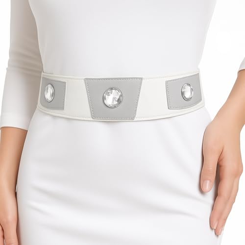 Princess Costume Belt Women White Leather Belts Cosplay Props Halloween Accessories Outfit for Adults