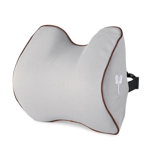 Grin Health Car Neck Rest Pillows Memory Foam Headrest Cushion Neck Pillow for Cervical Neck Support for Car, Office, (Grey_GH-HDR-Curve), Pack of 1