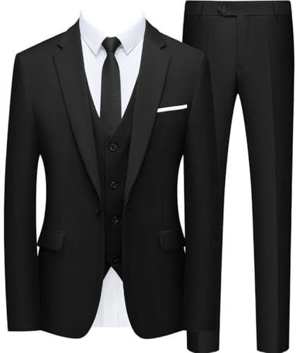 Men's 3 Piece Formal Suit Slim Fit Blazer Vest and Pants Classic Business Wedding Groom Tuxedo Coffee2
