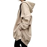 [Maison de TAO] [メゾンドタオ] パーカー ジップ アップ 前開き 裏 起毛 フード 付き ロング 暖かい ゆったり オーバー サイズ 防寒 レディース (ベージュ, XL)