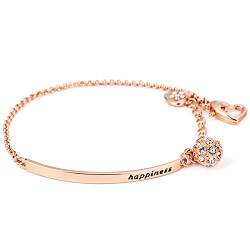 Preisvergleich Produktbild Lovans Edelstahl-Armband mit rotvergoldetem Zirkonia, Glücksbringer und Liebe, Geschenk für Frauen und Mädchen