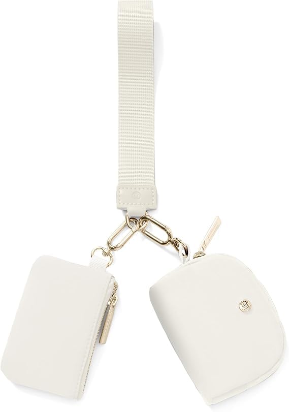 Keychain Wallet Mini Zip Around Wristlet Wallets for Women Detachable Dual Pouch Wristlet Portable Coin Purse Small Wallets