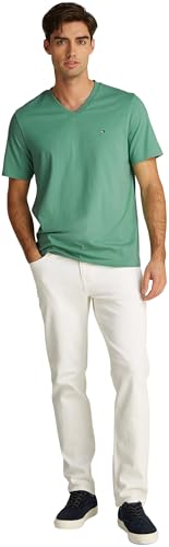 Tommy Hilfiger Herren T-Shirt Kurzarm Essential Tee mit V-Ausschnitt, Grün (Fort Green), M – Ansicht 6