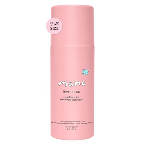 Mane Temp Check Heat Protection Spray for Hair - Anti Frizz Heat Protectant for All Hair Types - Helps Fight Damage Split Ends & Breakage - Made with a Shine Restoring Weightless Formula (8oz)