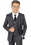 Boys Suit for Toddler Kids Tuxedo Suits for Wedding Formal Suit Set Boy Dress Outfit Dark Gray Size 8 with Shirt and Tie