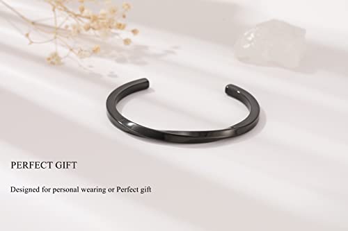 Gieiwiw Cuff Bracelet Twist Bracelet Gold Plated Twisted Chunky Bangle Bracelet For Mens Womens（Black） #TOP3