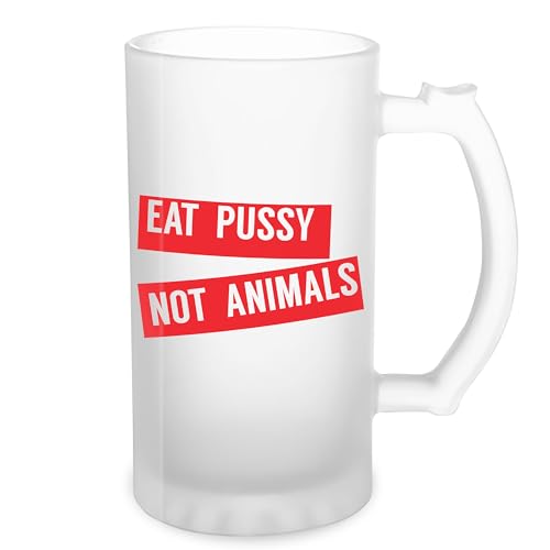 GR8Shop Eat Pussy Not Animals Vegan Unique Gifts Lgtb Homosexual Gay Best Vegan Transparente taza de Stein de la cerveza 0.5L