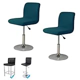 WOMACO Funda para taburete de bar con respaldo impreso, cuadrada, giratoria, para asiento de silla, protector de silla de respaldo medio bajo (2, azul pavo real)