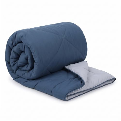 Image of Epicasa Reversible Comforter | 200 GSM Thermal Bonded Fill | 110 GSM Micro Peach Fabric | All Season AC Quilt | Diamond Quilted | Lightweight Duvet Blanket for Home Bedroom | Steel Blue & Silver Grey