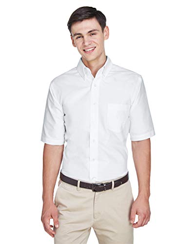 UltraClub Men's Classic Wrinkle-Resistant Short-Sleeve Oxford XL WHITE