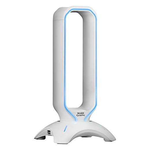 Mars Gaming MHHXW, Soporte Cascos Gaming, RGB Flow, 2x USB 2.0, Blanco