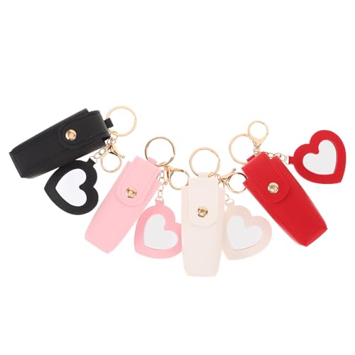 SEWACC 4pezzi Portafoglio Portatile per Rossetto con Specchio e Funzione Portachiavi Custodia Protettiva Compatta per Trucco da Viaggio Adatta per Borsa Donna