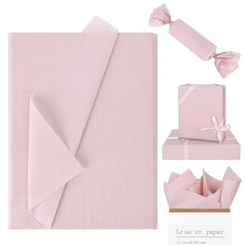 Whaline 100 Sheets Dusty Pink Tissue Paper Pastel Dusty Rose Gift Wrapping Paper Solid Color DIY Art Craft Tissue Paper for Packaging Wedding Birthday Baby Shower Bouquet, 13.7 x 19.6 Inch