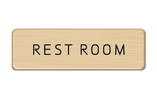 nX} hAv[g ^v[g hATC Aluminum Door Sign Vv \D REST ROOM Gold/Black