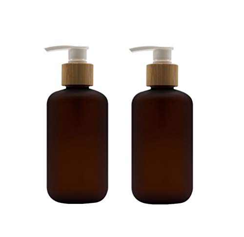 Bamboopack Lot de 2 flacons à pompe vides en plastique de 250 ml pour produits de toilette, savon, lotion, accessoires de bain avec pompes à lotion